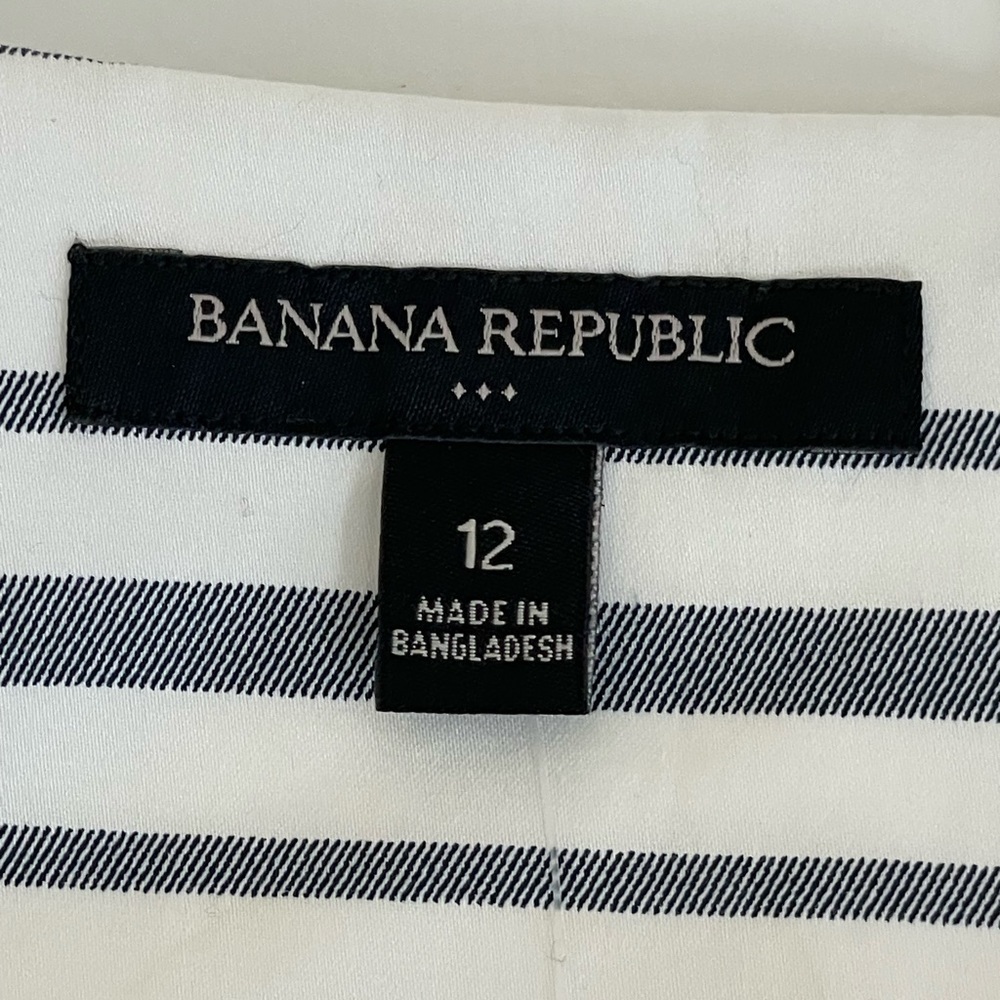 Banana Republic Factory Store White/Gray Striped Sundress Spaghetti Straps 12 - Picture 9 of 10